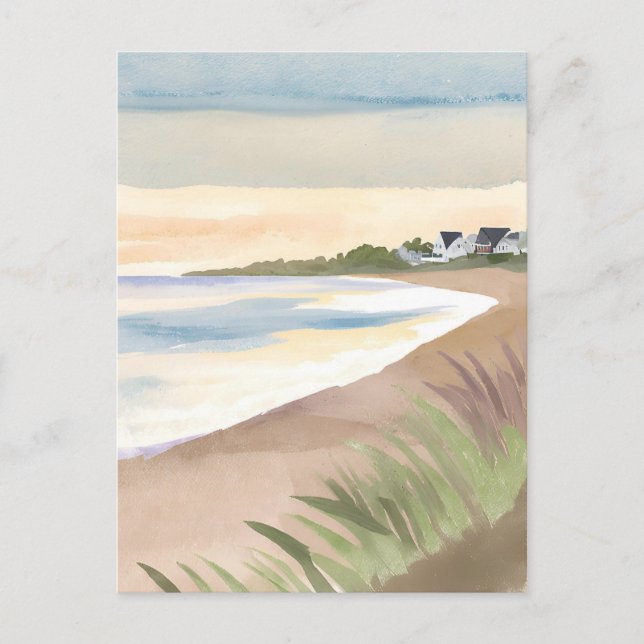 Carte Postale Vagues de plage | Aquarelle de l'océan côtier (Devant)