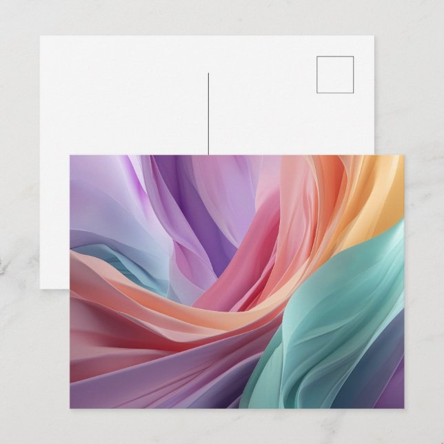 Carte Postale Vagues de tissu pastel abstrait  (Devant / Derrière)