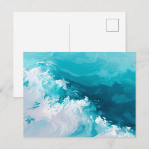 Carte Postale Vagues de turquoise tourbillonnantes Art de vague