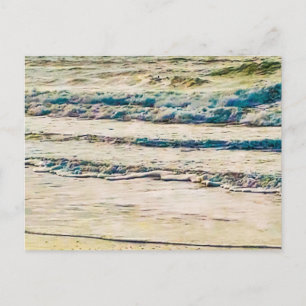Carte Postale Vagues douces de l'océan sur le rivage sablonneux