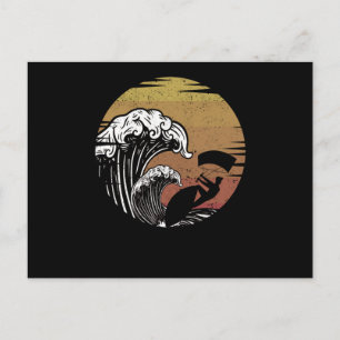 Carte Postale Vagues drôles de kitesurf planche à voile surf