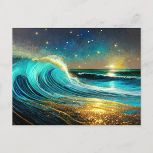Carte Postale Vagues océaniques divergentes scintillantes