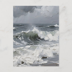 Carte Postale Vagues océaniques Paysage marin orageux Texturé