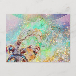 CARTE POSTALE VAGUES / PLANTE DE BOUTEILLE MAGIQUE