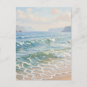 Carte Postale Vagues sereines de l'océan se brisant sur la plage