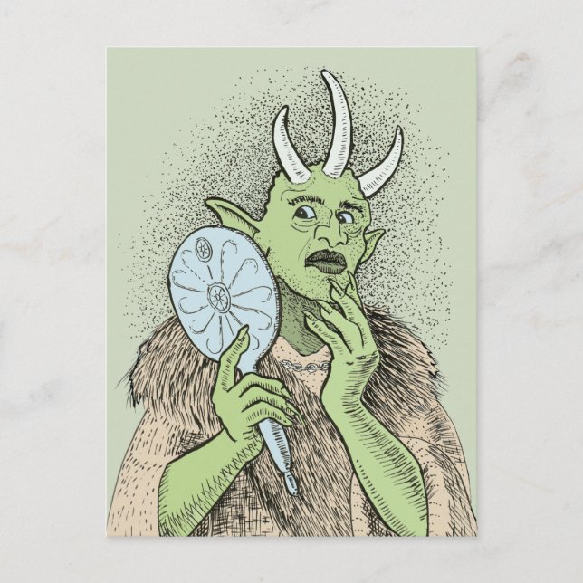 Carte Postale Vain Ogre avec miroir main (Devant)
