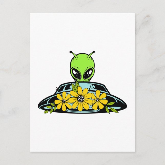 Carte Postale Vaisseau Spatial Alien Floral  (Devant)