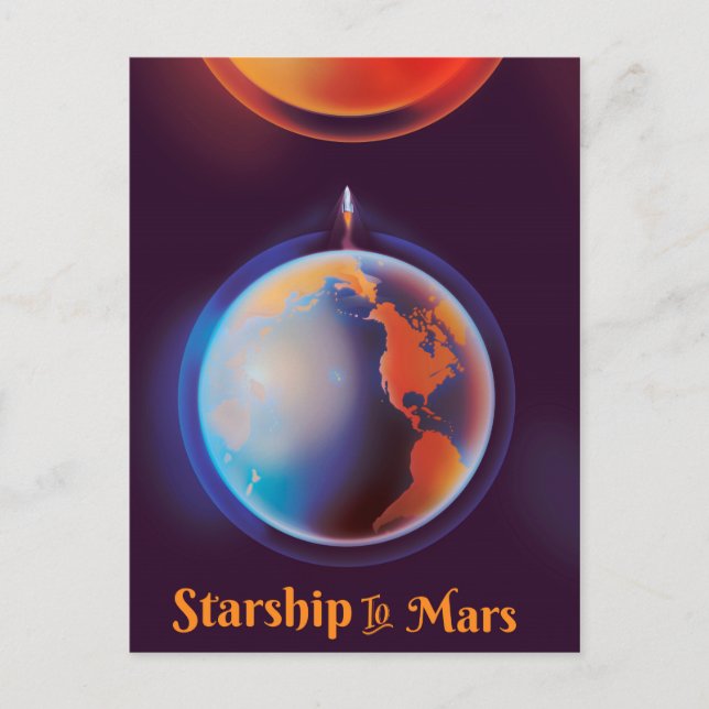 Carte Postale Vaisseau spatial vers Mars (Devant)