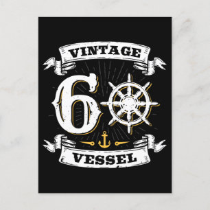 Carte Postale Vaisseau Vintage 60e Anniversaire Voile Nautical 