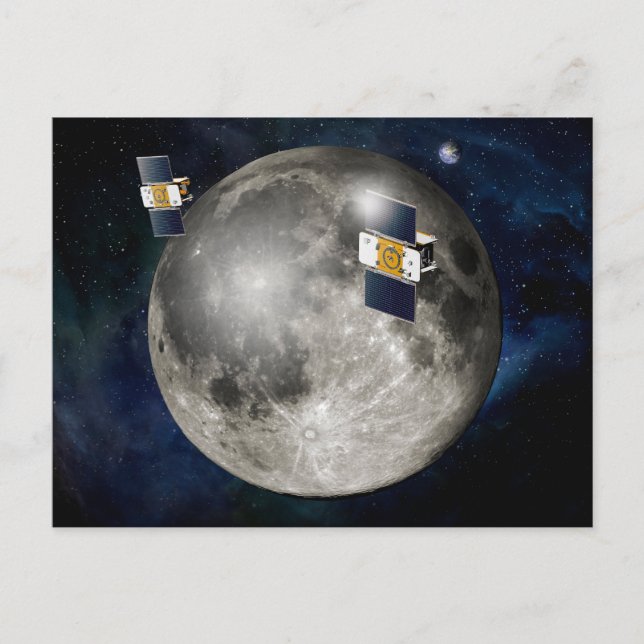 Carte Postale Vaisseaux jumeaux en orbite autour de la Lune. (Devant)