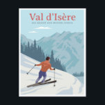 Carte Postale Val-d'Isère Ski vintage travel france<br><div class="desc">vintage,  rétro,  voyage,  moderne,  aquarelle,  classique,  val disère ski,  visite france,  ski français, </div>
