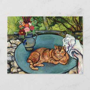 Carte Postale Valadon - Raminou et Pitcher avec oeillets