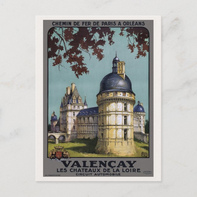 Carte Postale Valençay France Poster vintage 1926 (Devant)