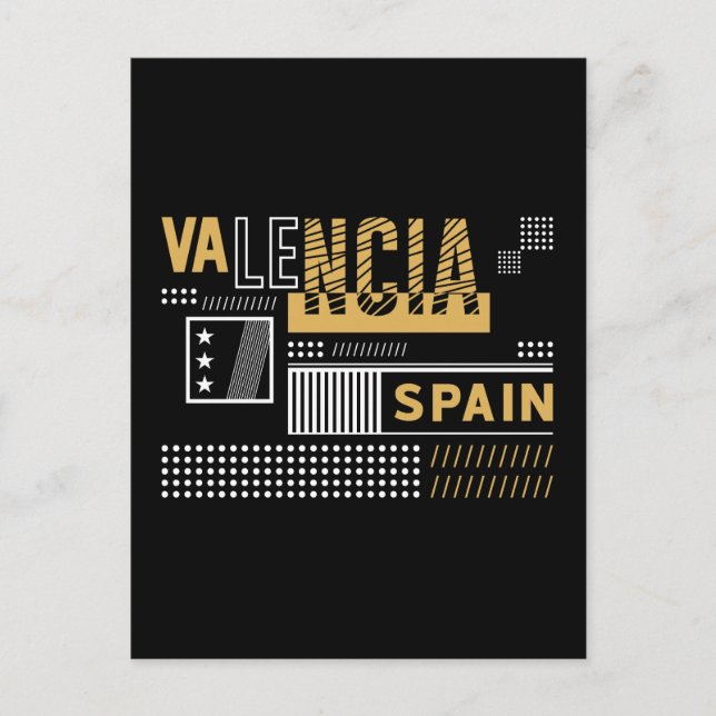 Carte Postale Valence Espagne Typographie Moderne Design Voyage (Devant)