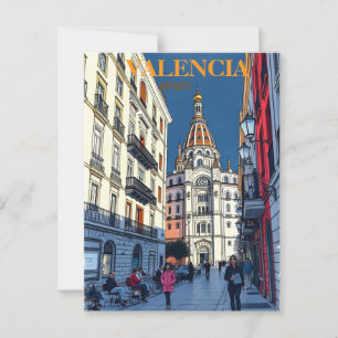 Carte Postale Valencia Espagne Travel Art Vintage