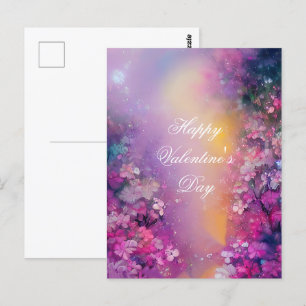 Carte Postale Valentin floral brumeux rose et violet