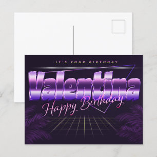 Carte Postale Valentina Name Prénom lila