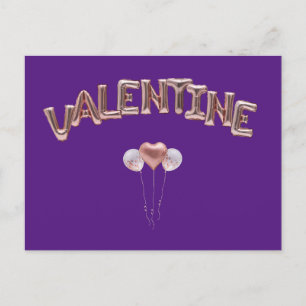 Carte Postale Valentine Ballons Lettres avec Ballons Coeur