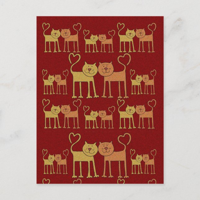 Carte postale Valentine Chats in Love Grain Textur (Devant)