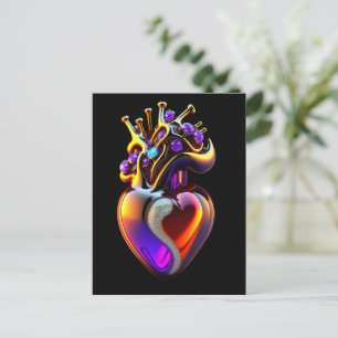 Carte Postale Valentine Cœur en Verre Iridescent 