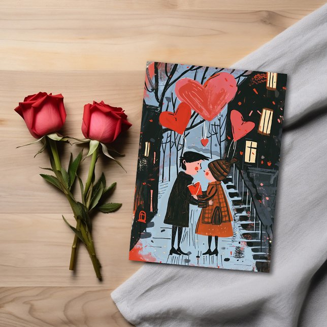 Carte postale Valentine - Couple Promenade dans le (Créateur téléchargé)