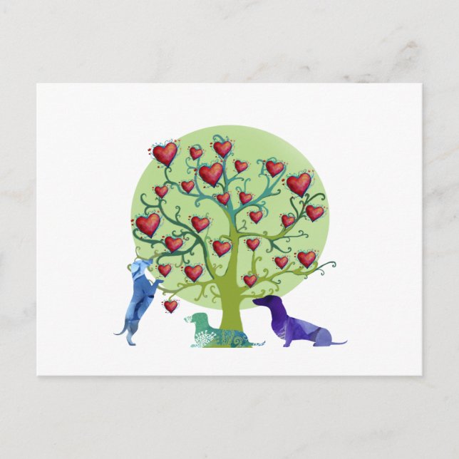 Carte postale Valentine Dachshund Hearts (Devant)