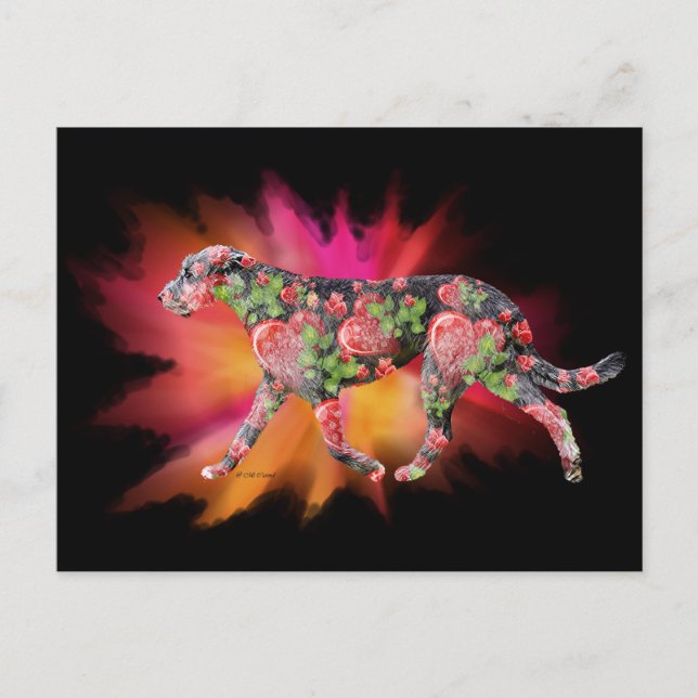 Carte Postale Valentine Irish Wolfhound brun de couleur (Devant)