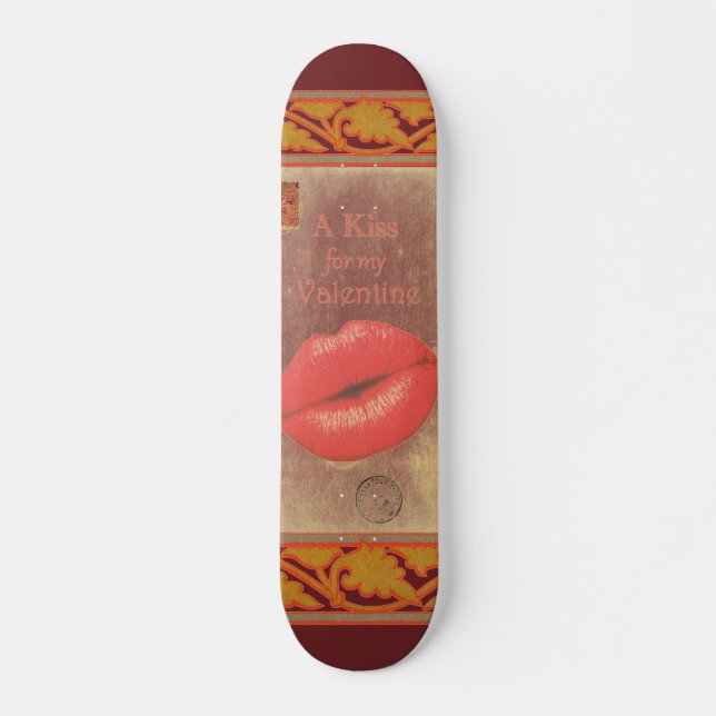 Carte Postale Valentine Kiss Skateboard (Devant)