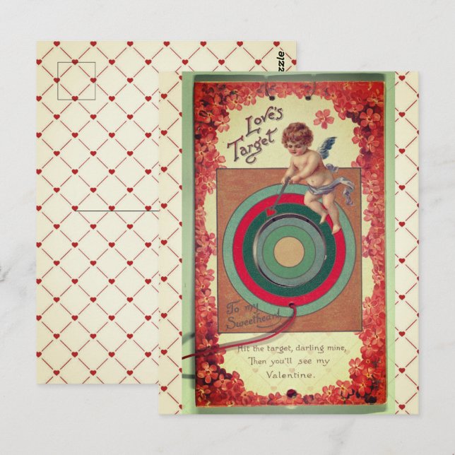 Carte Postale Valentine Love's Target Art Vintage (Devant / Derrière)