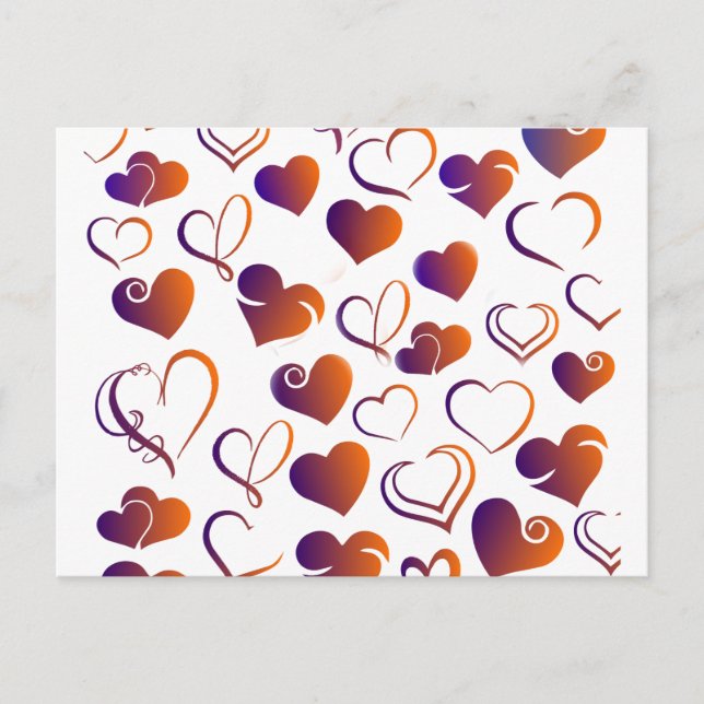 Carte Postale Valentine Motif de coeur rouge et violet (Devant)