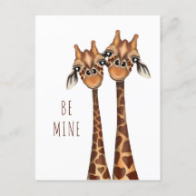 Carte Postale Valentines - 'Be Mine' Giraffes Aima
