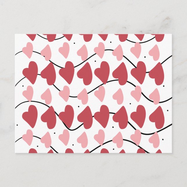 Carte Postale Valentines Coeurs Doodles Dots Motif (Devant)