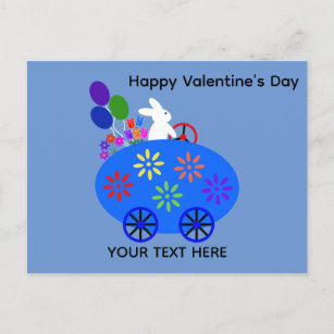 Carte Postale Valentine's Day Bunny Egg Car #2 Postcard