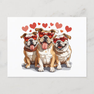 Carte Postale Valentines Day English Bulldog