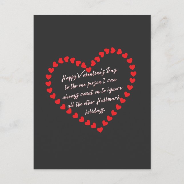 Carte Postale Valentines Day Funny Sarcasme Humour Citation (Devant)