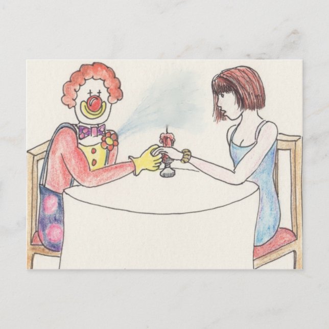 Carte Postale Valentines Jour Drôle Clown Romance Cartoon Art (Devant)