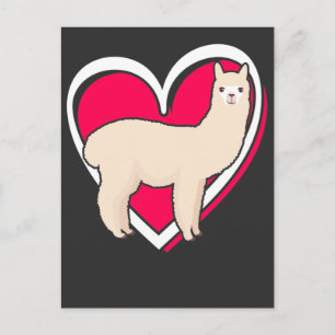 Carte Postale Valentines Jour Llama Alpaca Amour Fille Garçon En