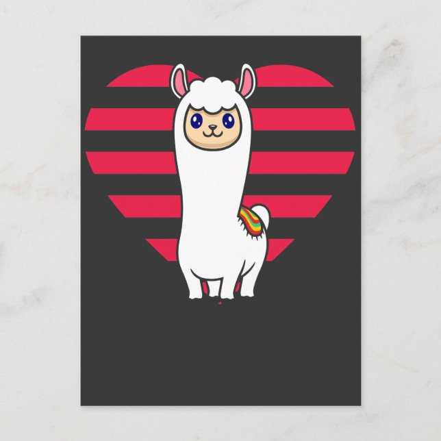 Carte Postale Valentines Jour Llama Alpaca Coeur Amour animal (Devant)