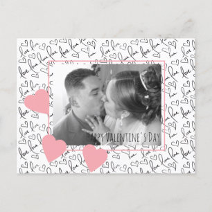 Carte Postale Valentines Jour mignon Main Drats Coeurs rose Phot