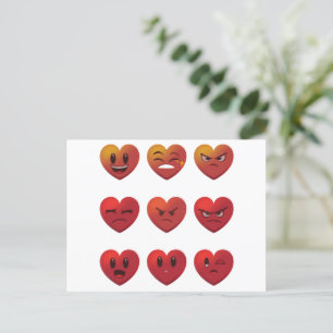 Carte Postale Valentines Jour Silly Visages Coeurs Drôle