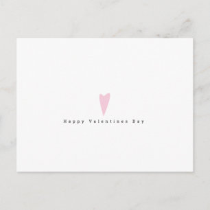 Carte Postale Valentines minimalistes Jour Simple Coeur rose