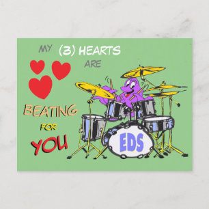 Carte Postale Valentines Octopus Cartoon 3 Coeurs Poussière. Car