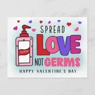 Carte Postale Valentines Sanitizer à la main Étaler Amour Pas Ge