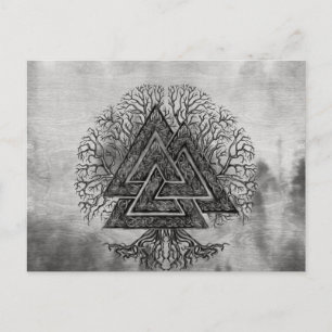 Carte Postale Valknut and Tree of Life Yggdrasil