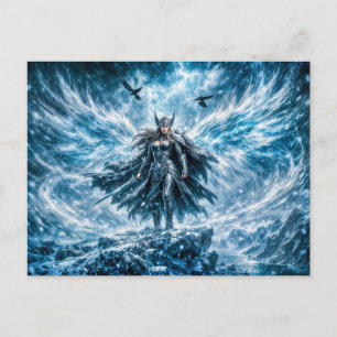 Carte Postale Valkyrie de Fantasy Dynamique dans une Atmosphère