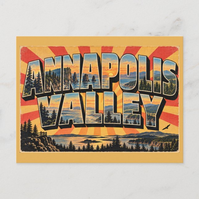 Carte Postale Vallée d'Annapolis NS Falaises Marées Forêts Art (Devant)