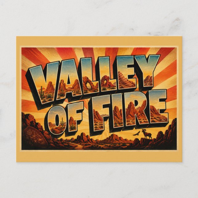 Carte Postale Vallée de Feu Nevada Grès Rouge Désert Art (Devant)