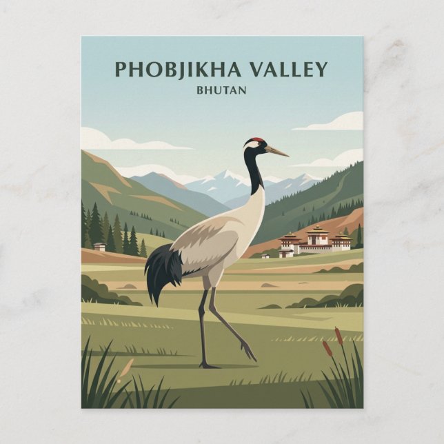 Carte Postale Vallée de Phobjikha Bhoutan (Devant)