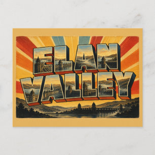 Carte Postale Vallée d'Elan au Pays de Galles Art de Voyage Rétr