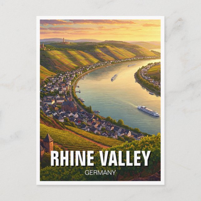 Carte Postale Vallée du Rhin Allemagne (Devant)